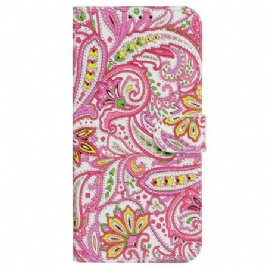 Folio Deksel iPhone 16 Pro Strappy Med Blomstertrykk