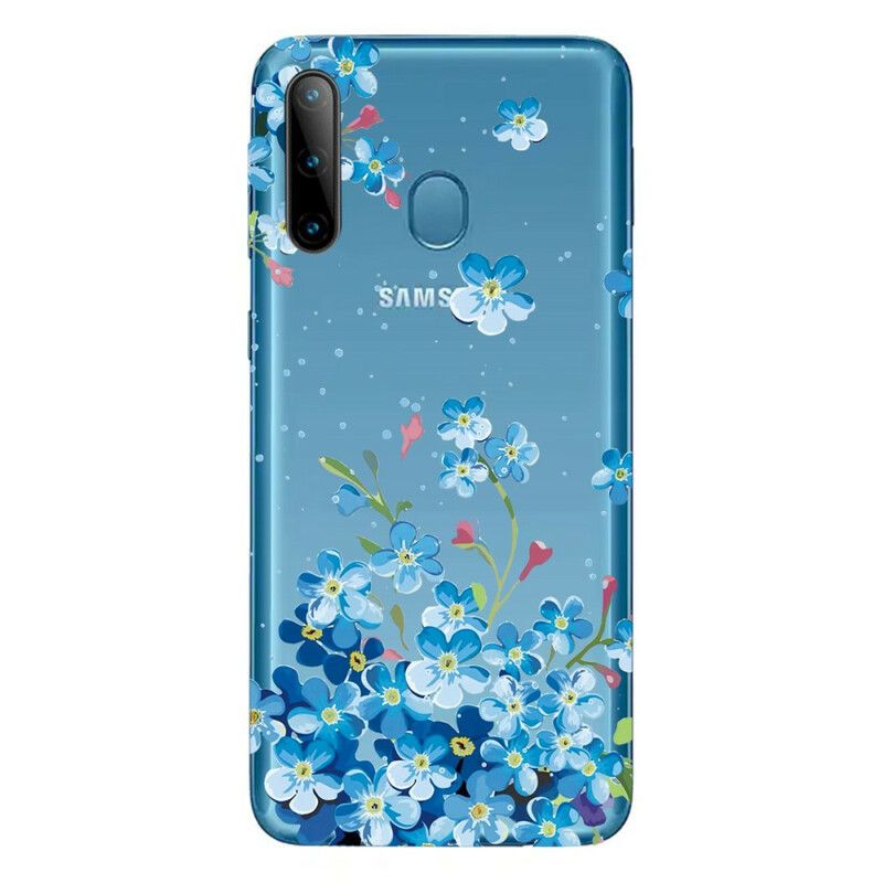 Deksel Til Samsung Galaxy M11 Blå Blomster