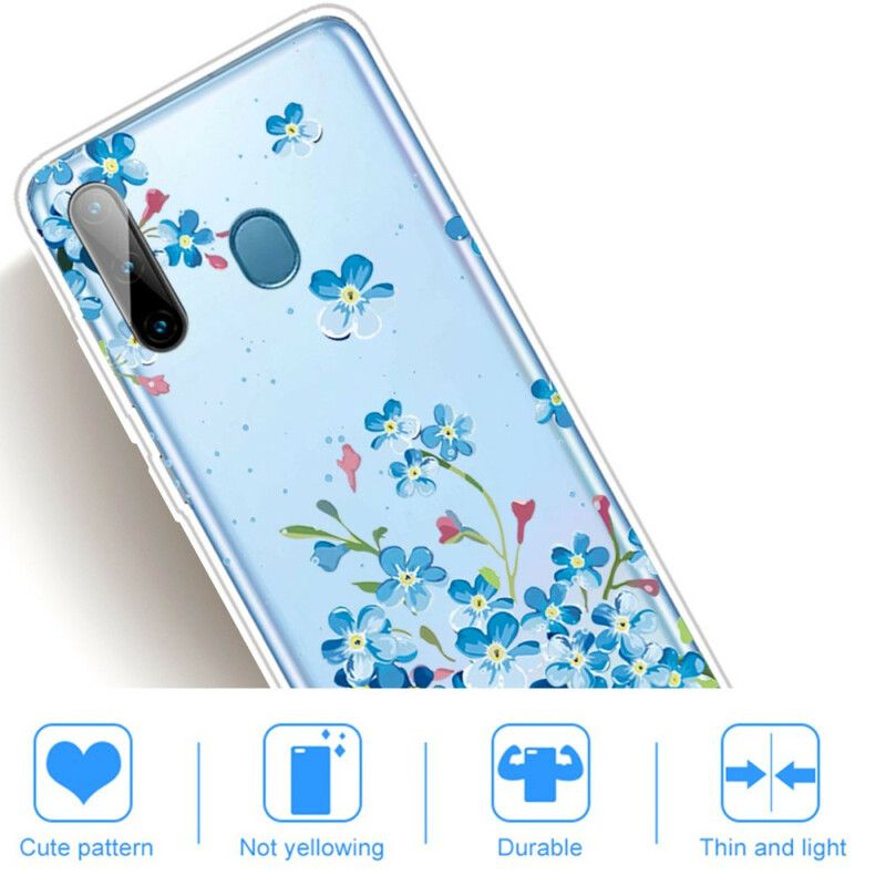 Deksel Til Samsung Galaxy M11 Blå Blomster