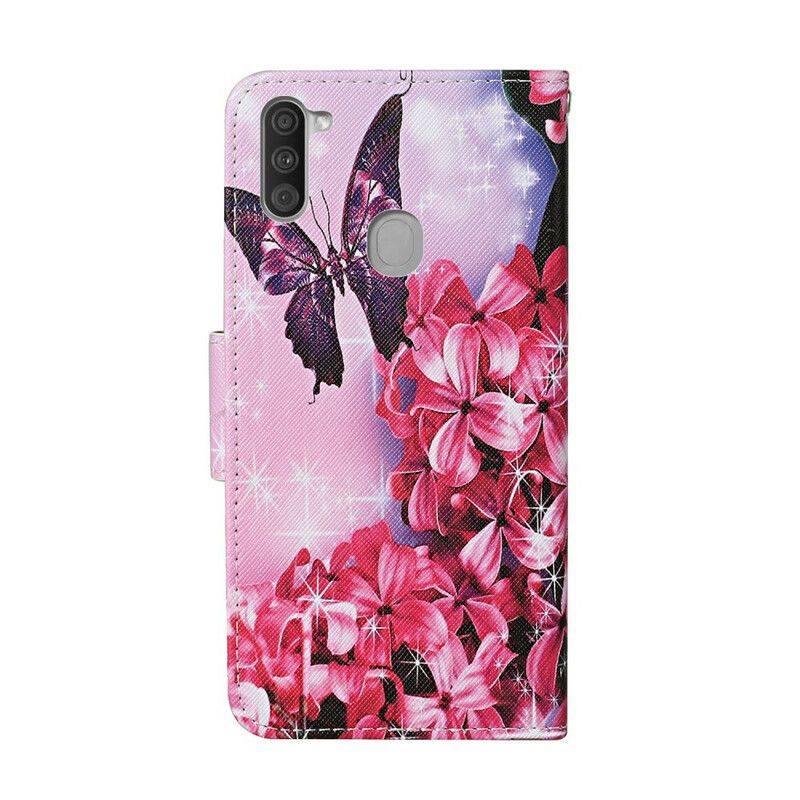 Folio Deksel Til Samsung Galaxy M11 Blomstersommerfuglstropp