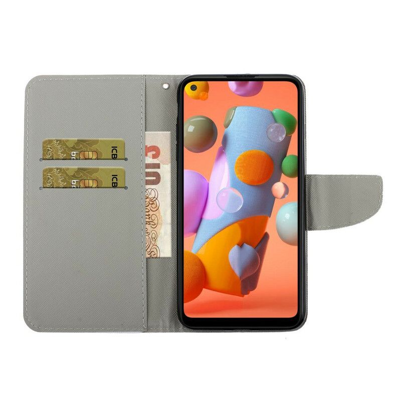 Folio Deksel Til Samsung Galaxy M11 Sommerfugler Og Tulipaner