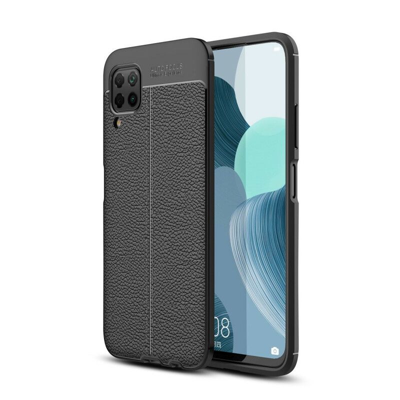 Deksel Til Huawei P40 Lite Dobbellinje Litchi Leather Effect