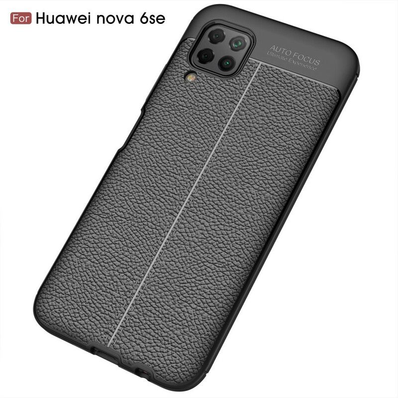 Deksel Til Huawei P40 Lite Dobbellinje Litchi Leather Effect