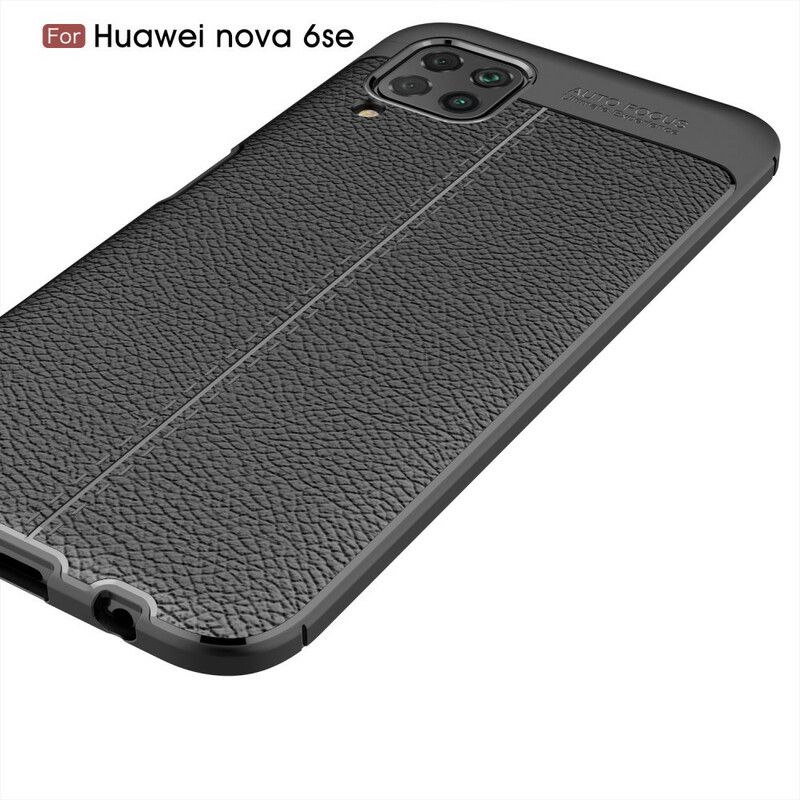 Deksel Til Huawei P40 Lite Dobbellinje Litchi Leather Effect