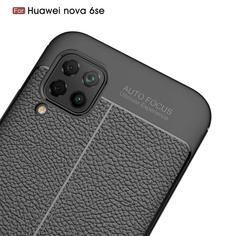 Deksel Til Huawei P40 Lite Dobbellinje Litchi Leather Effect