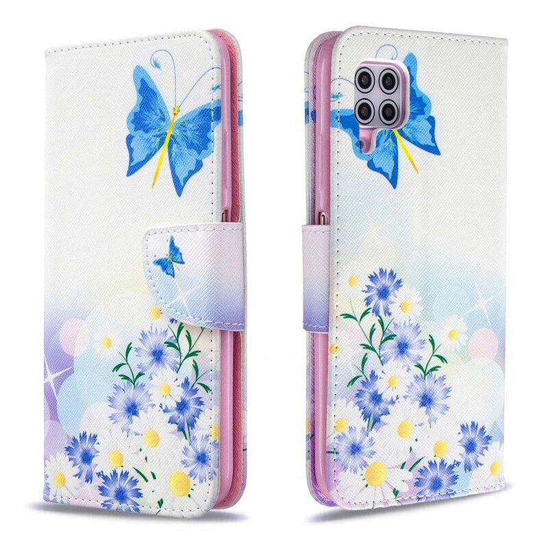 Lærdeksel Til Huawei P40 Lite Malede Sommerfugler Og Blomster