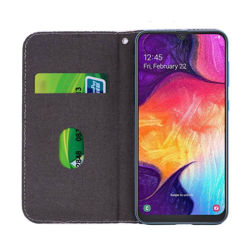 Beskyttelse Deksel Til Samsung Galaxy A30 / A20 Folio Deksel Krokodilleskinn Og Glittereffekt