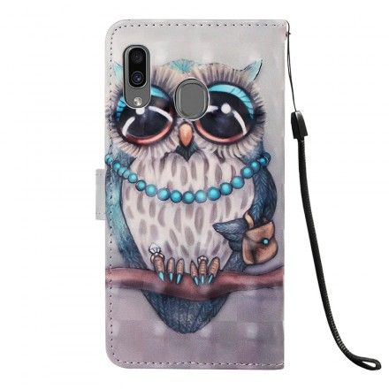 Folio Deksel Til Samsung Galaxy A30 / A20 Med Kjede Frøken Strappy Owl