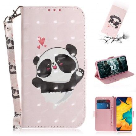 Folio Deksel Til Samsung Galaxy A30 / A20 Med Kjede Panda Love Strap