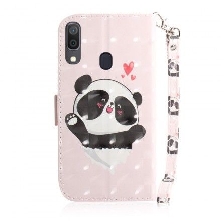 Folio Deksel Til Samsung Galaxy A30 / A20 Med Kjede Panda Love Strap