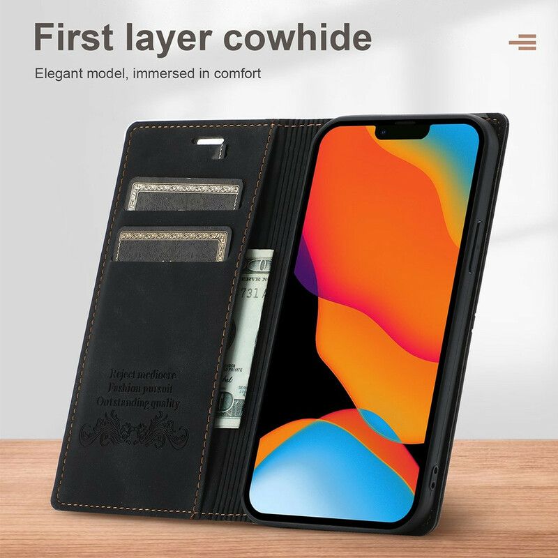 Beskyttelse Deksel Til iPhone 13 Pro Folio Deksel Magnetisk Lås I Skinn Couture-stil