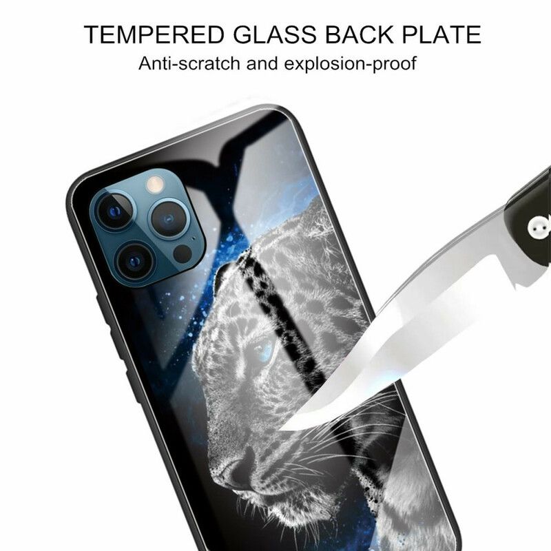 Deksel Til iPhone 13 Pro Feline Ansikt Herdet Glass