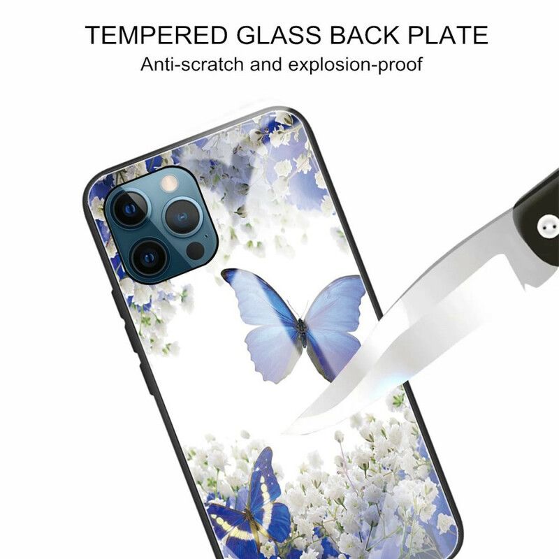 Deksel Til iPhone 13 Pro Sommerfugldesign I Herdet Glass