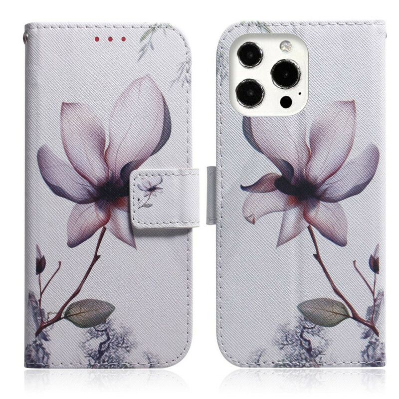 Folio Deksel Til iPhone 13 Pro Gammel Roseblomst