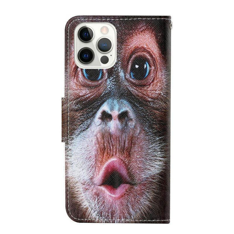 Folio Deksel Til iPhone 13 Pro Med Kjede Thong Monkey