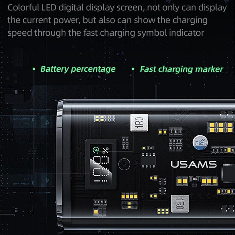 Eksternt Batteri 9000Mah Digital Skjerm Med Doble Porter