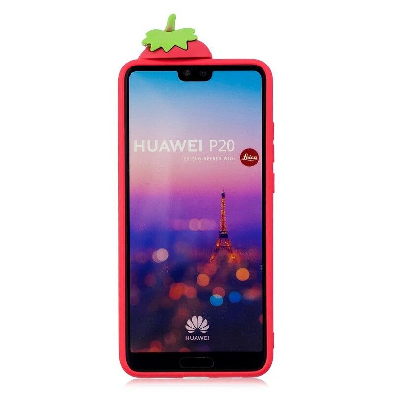 Mobildeksel Til Huawei P20 3d Jordbær