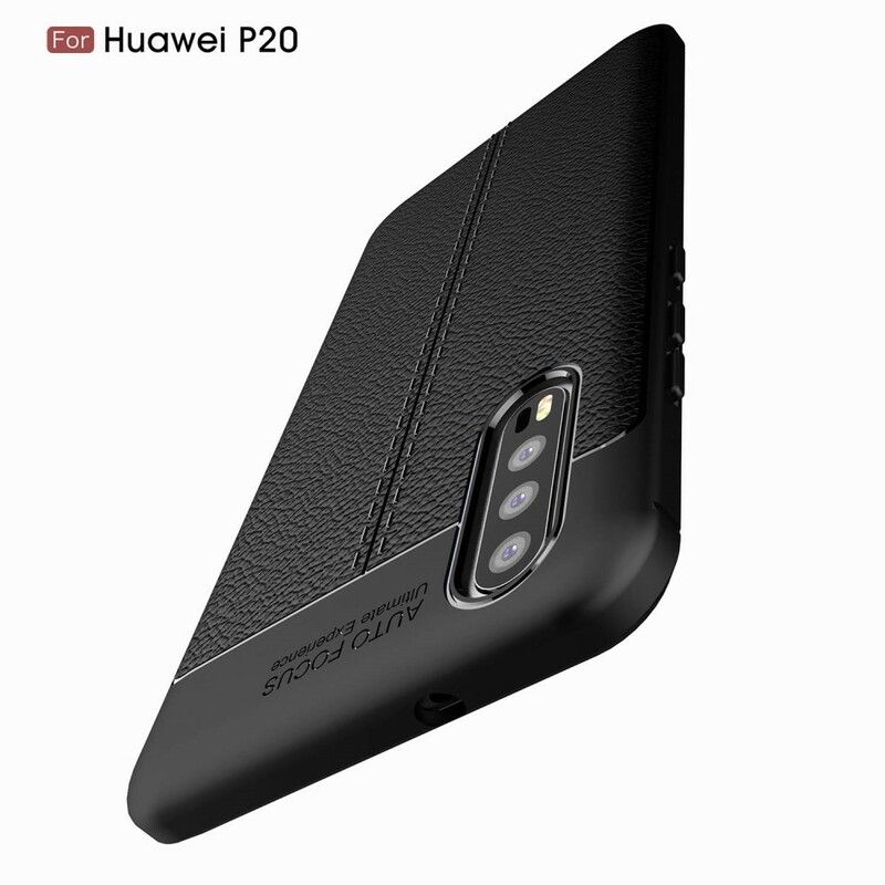 Mobildeksel Til Huawei P20 Dobbel Linje Litchi Leather Effect