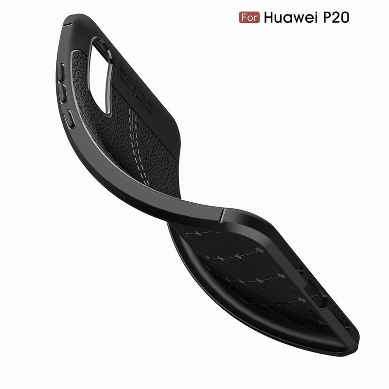 Mobildeksel Til Huawei P20 Dobbel Linje Litchi Leather Effect