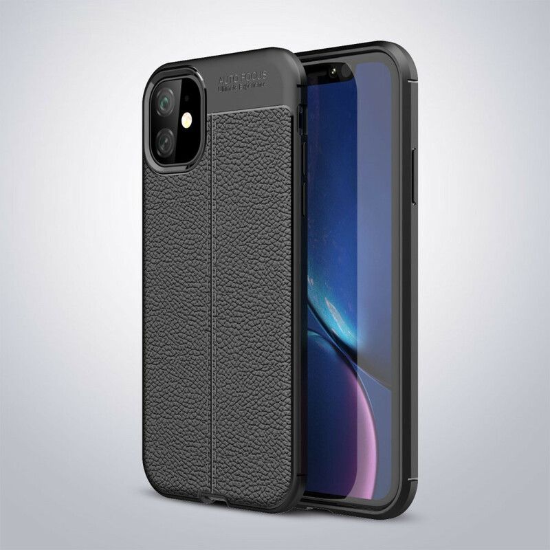 Deksel Til iPhone 11 Dobbellinje Litchi-skinneffekt