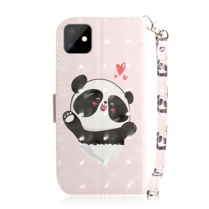 Lærdeksel Til iPhone 11 Med Kjede Thong Panda Love