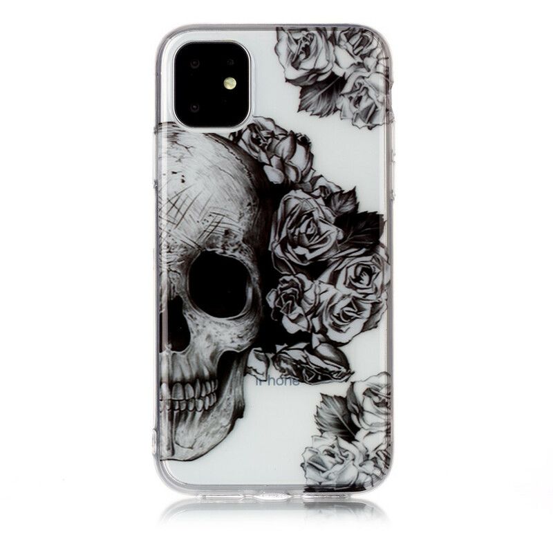 Mobildeksel Til iPhone 11 Transparent Blomsterhodeskalle