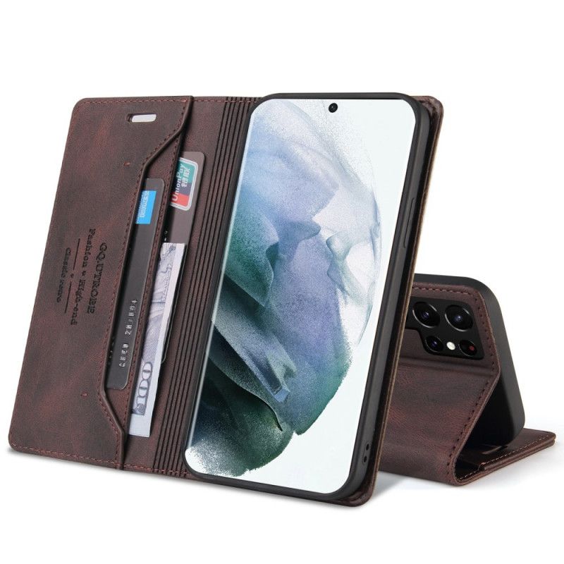 Beskyttelse Deksel Til Samsung Galaxy S22 Ultra 5G Folio Deksel Faux Leather Gq.utrobe