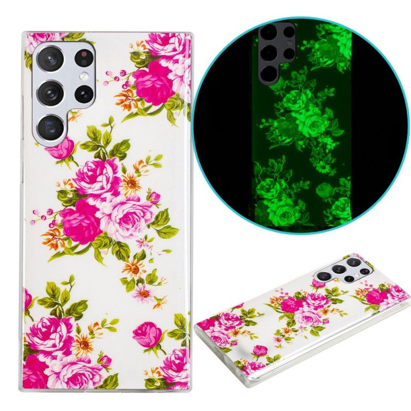 Deksel Til Samsung Galaxy S22 Ultra 5G Fluorescerende Liberty-blomster