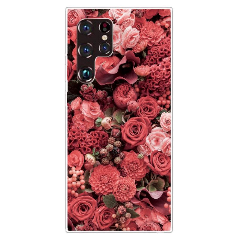 Deksel Til Samsung Galaxy S22 Ultra 5G Rosa Blomster