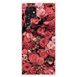 Deksel Til Samsung Galaxy S22 Ultra 5G Rosa Blomster