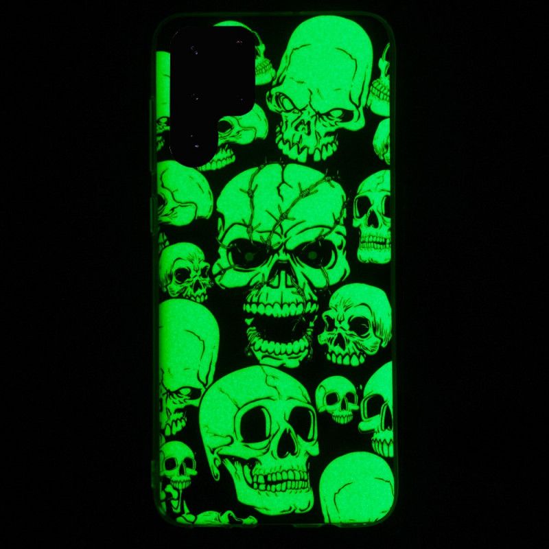 Deksel Til Samsung Galaxy S22 Ultra 5G Vær Oppmerksom På Fluorescerende Hodeskaller