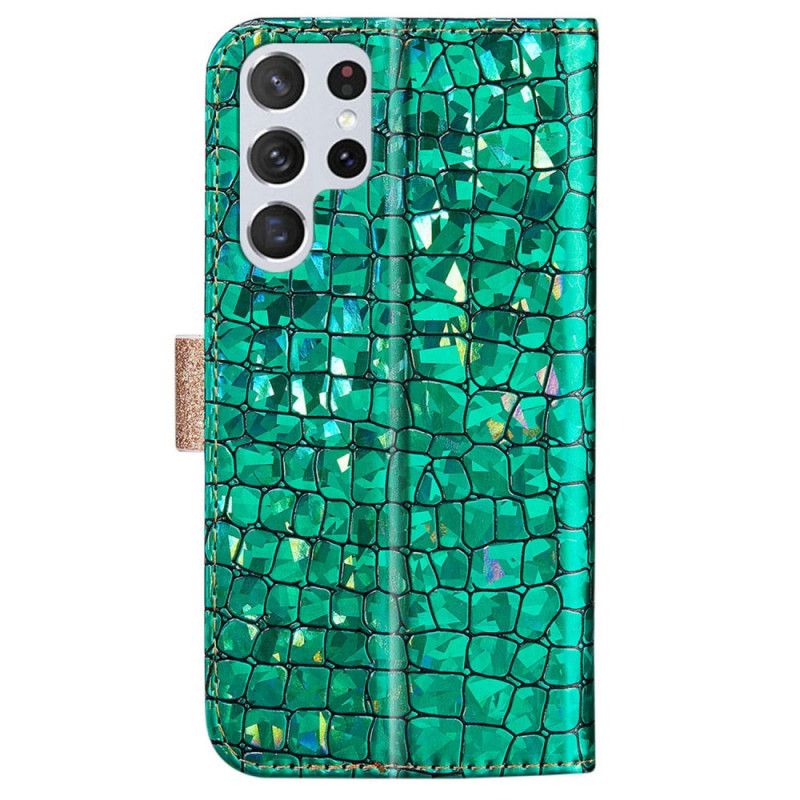 Folio Deksel Til Samsung Galaxy S22 Ultra 5G Croc-diamanter