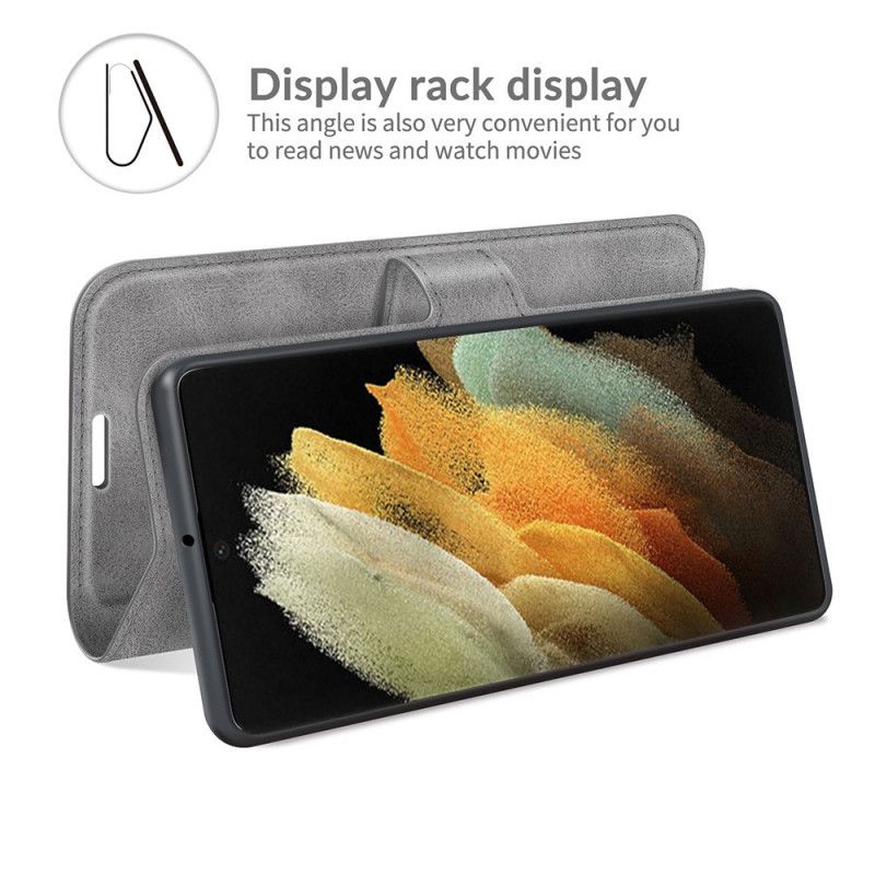 Folio Deksel Til Samsung Galaxy S22 Ultra 5G Ultra Imitert Skinn