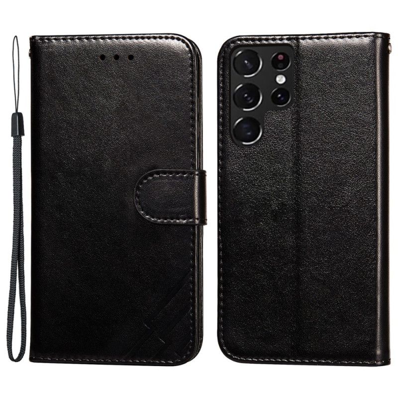 Folio Deksel Til Samsung Galaxy S22 Ultra 5G Leather Effect Lightning Design