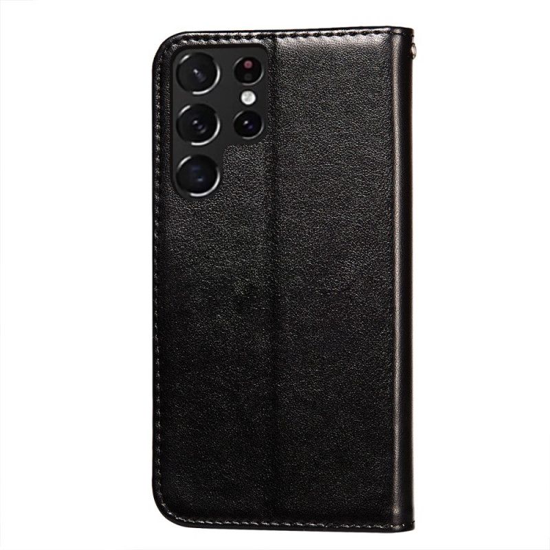 Folio Deksel Til Samsung Galaxy S22 Ultra 5G Leather Effect Lightning Design