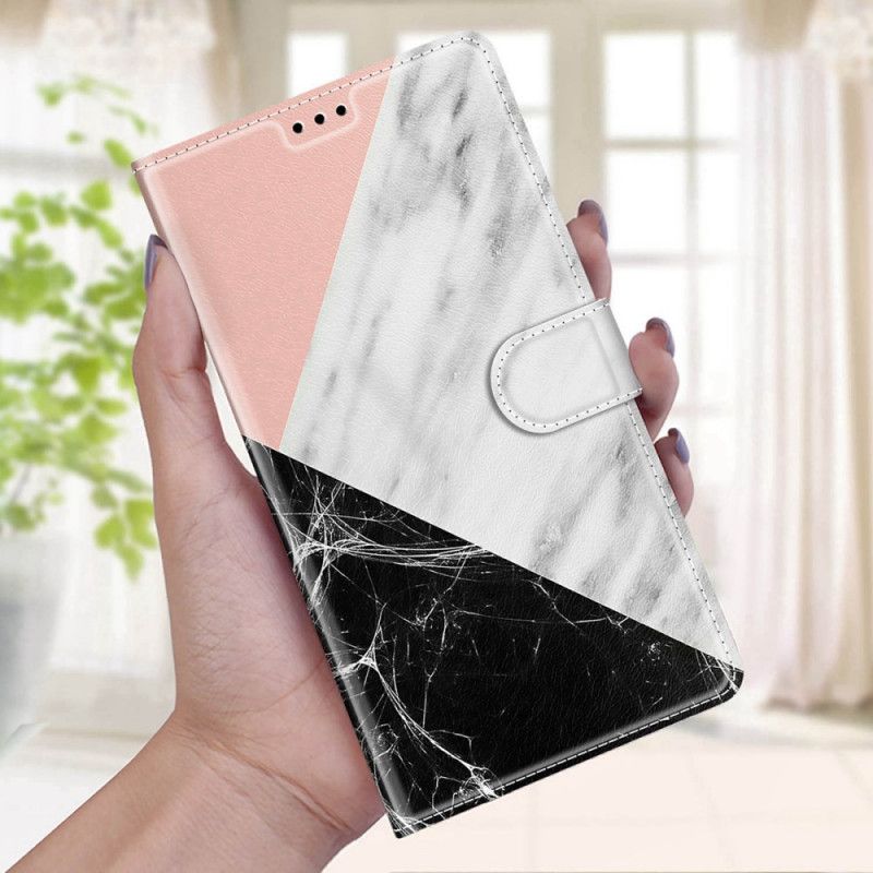 Folio Deksel Til Samsung Galaxy S22 Ultra 5G Marmor Eleganse Med Stropp