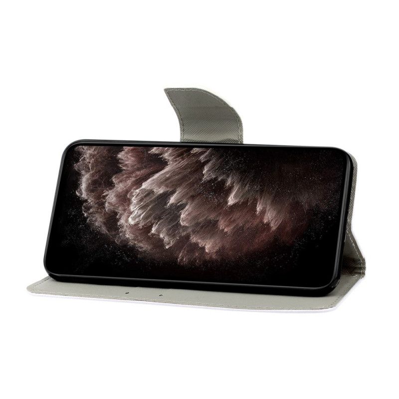 Folio Deksel Til Samsung Galaxy S22 Ultra 5G Med Kjede Dyelige Stroppsommerfugler
