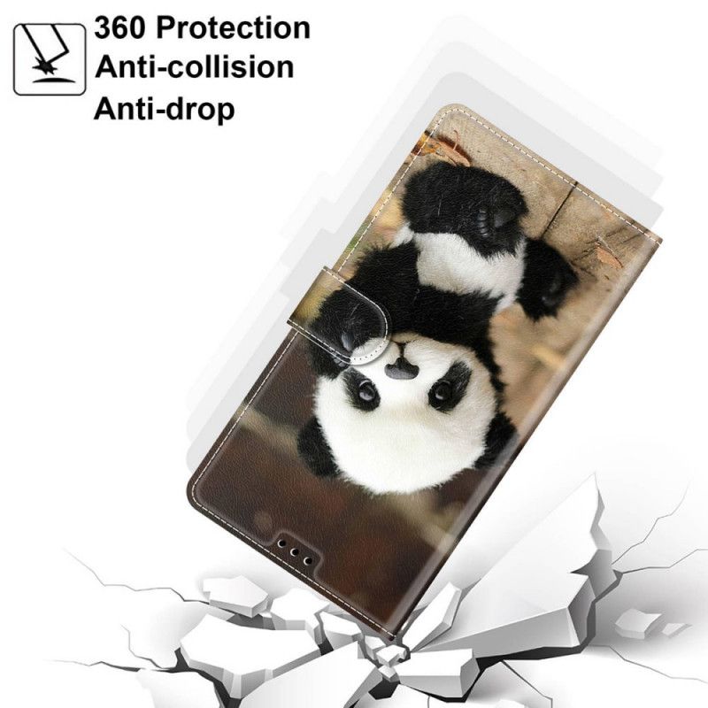 Folio Deksel Til Samsung Galaxy S22 Ultra 5G Med Kjede Spill Little Panda Med Stropp