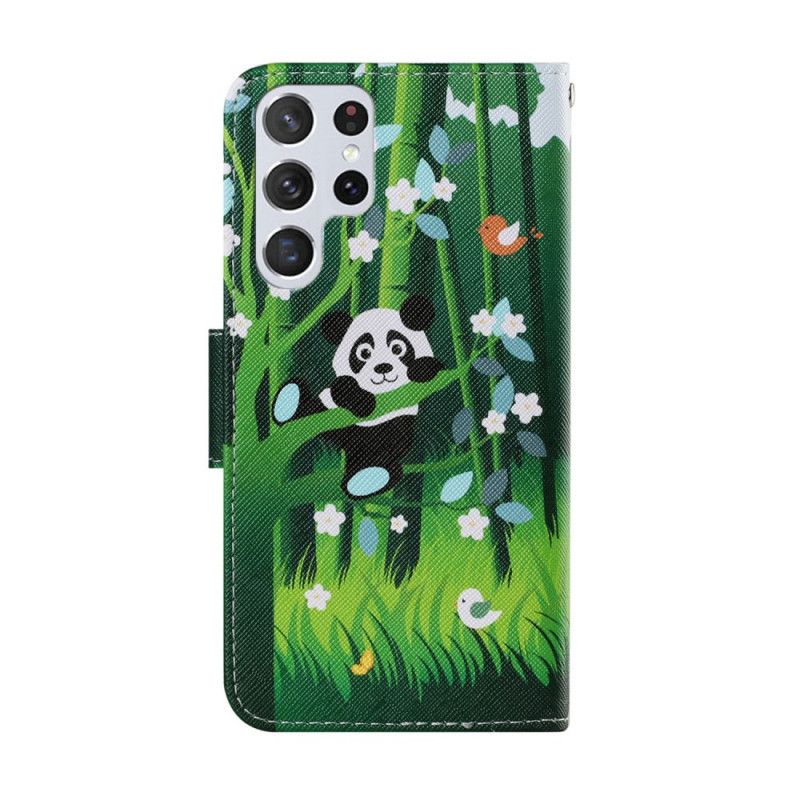 Folio Deksel Til Samsung Galaxy S22 Ultra 5G Panda Walk