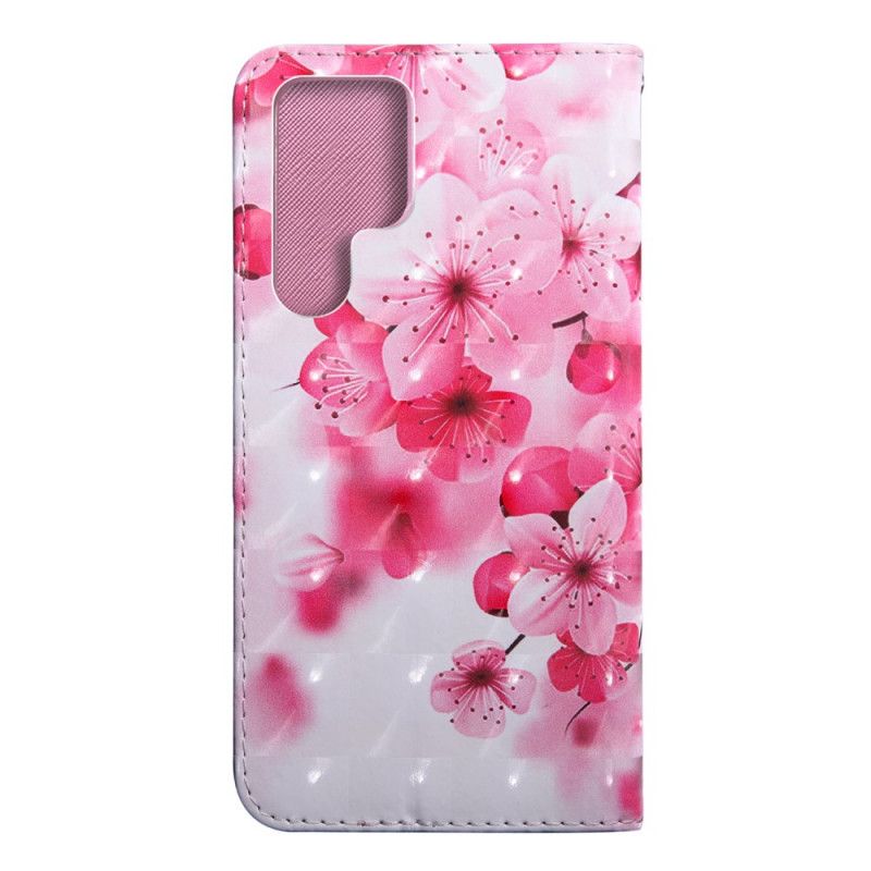 Folio Deksel Til Samsung Galaxy S22 Ultra 5G Rosa Blomster