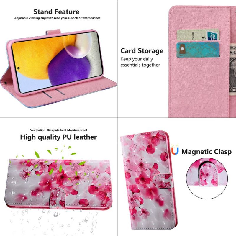 Folio Deksel Til Samsung Galaxy S22 Ultra 5G Rosa Blomster