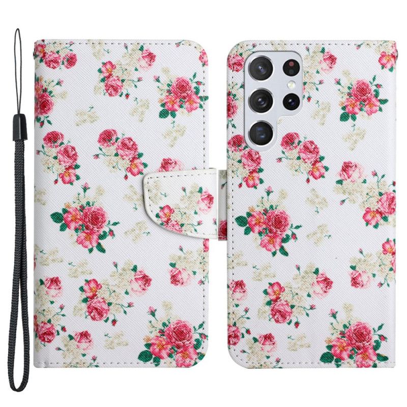 Folio Deksel Til Samsung Galaxy S22 Ultra 5G Royal Liberty Flowers