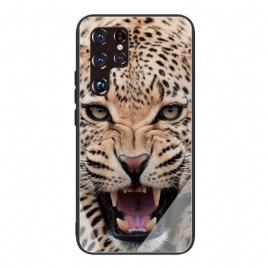 Mobildeksel Til Samsung Galaxy S22 Ultra 5G Leopard Herdet Glass