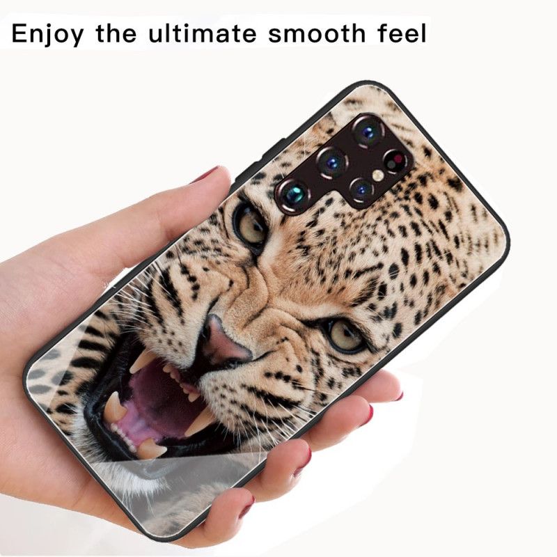 Mobildeksel Til Samsung Galaxy S22 Ultra 5G Leopard Herdet Glass