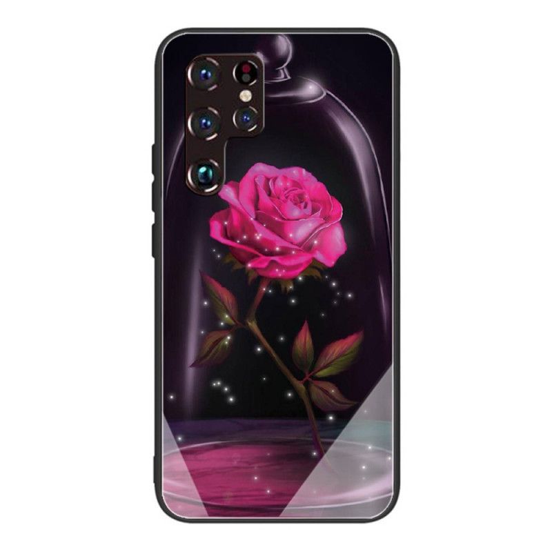 Mobildeksel Til Samsung Galaxy S22 Ultra 5G Magisk Rosa Herdet Glass