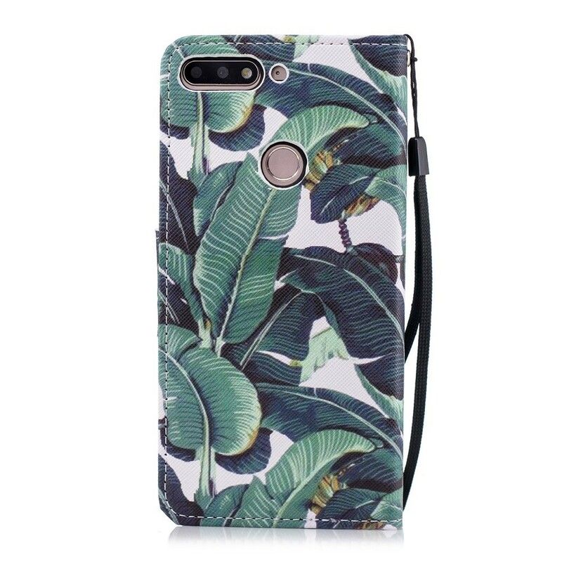 Folio Deksel Til Huawei Y7 2018 / Honor 7C Med Kjede Tropical Leaves Strap