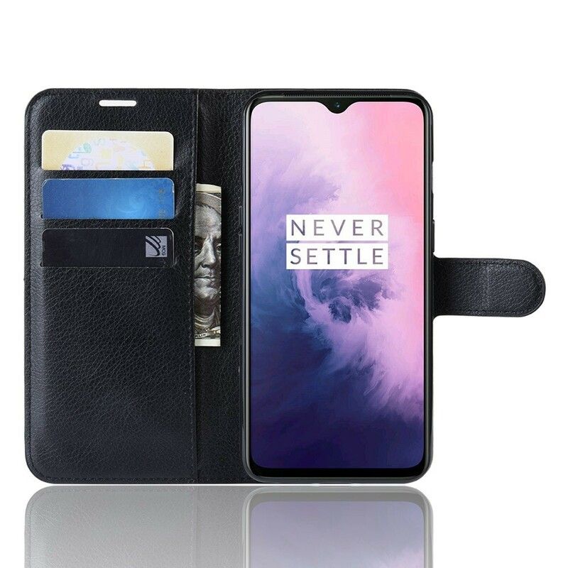 Folio Deksel Til OnePlus 7 Retro Litchi-effekt