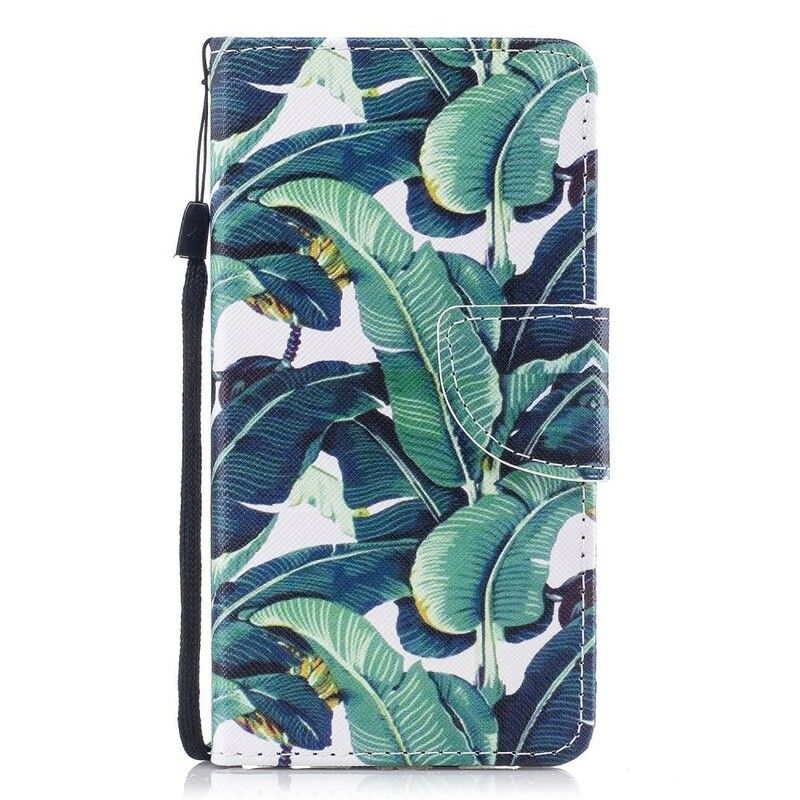 Folio Deksel Til Samsung Galaxy J7 2017 Med Kjede Tropical Leaves Strap