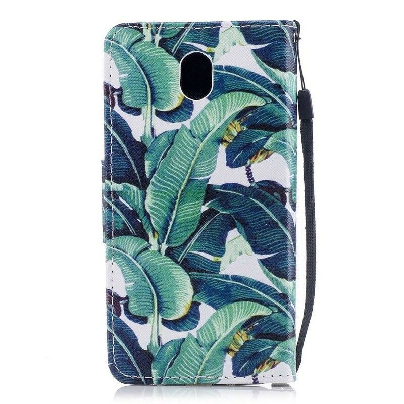 Folio Deksel Til Samsung Galaxy J7 2017 Med Kjede Tropical Leaves Strap