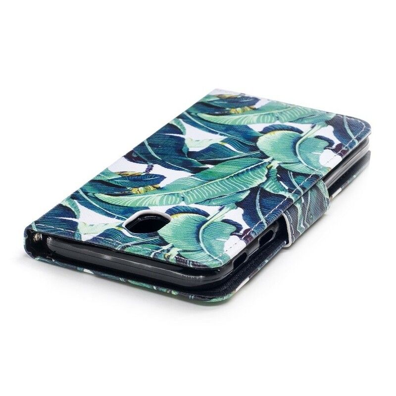 Folio Deksel Til Samsung Galaxy J7 2017 Med Kjede Tropical Leaves Strap